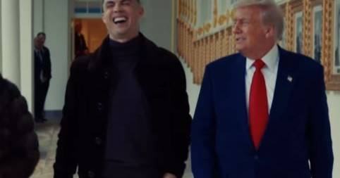 Cristiano Ronaldo laughing alongside Trump at the White House