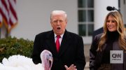 Trump 'forgives' Thanksgiving turkeys with irony about Biden pardons