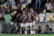 Fluminense players celebrating goal against Mirassol