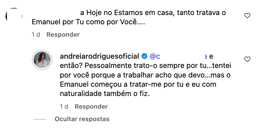 Andreia Rodrigues is 'alerted' after a conversation with Emanuel and reacts: “I was as concerned about you as I was about you…”