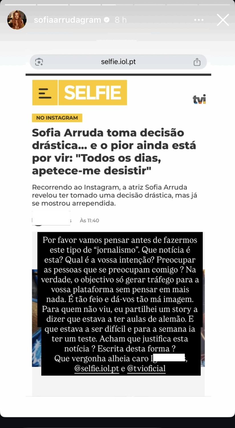 Sofia Arruda angry with news about herself: “What a shame for others…”