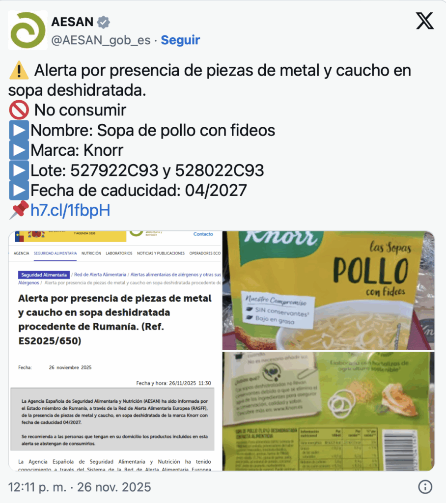 Did you buy this soup from the Knorr brand? European alert leads to immediate removal from shelves for these reasons