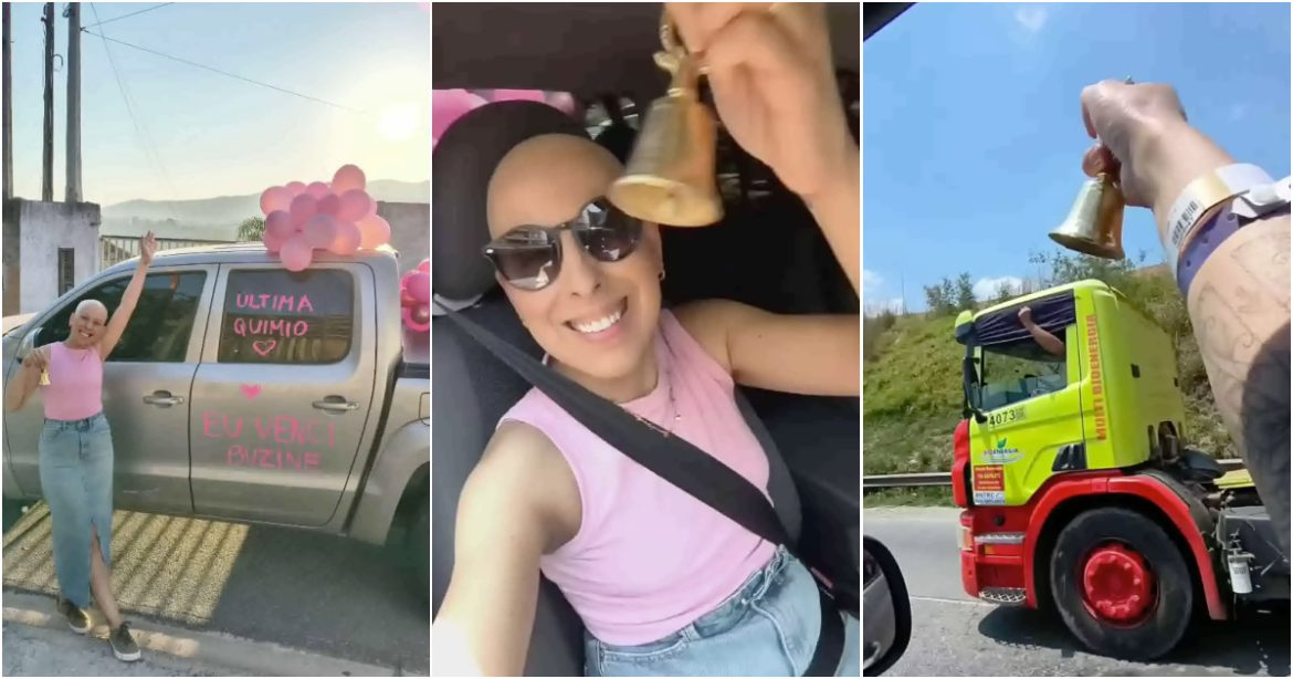 Carla Dias celebrates the end of chemotherapy and turns the road into a parade of love
