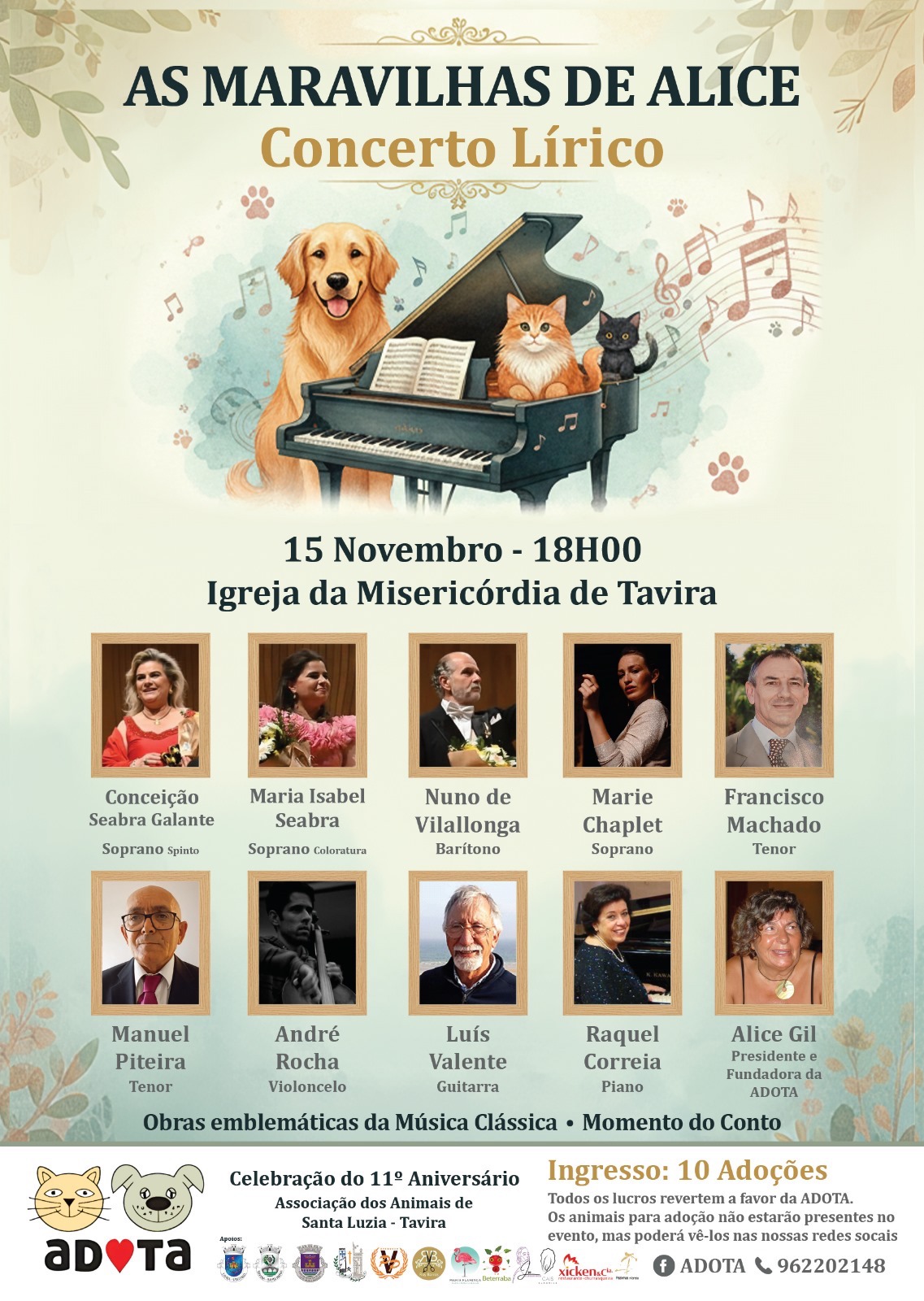 ADOTA celebrates 11 years with a lyrical concert “As Maravilhas de Alice” at the Igreja da Misericórdia de Tavira