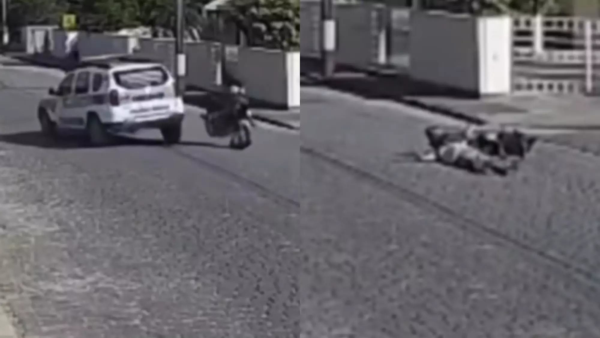 Motorcyclist collides with police vehicle and is thrown in an unusual way; video goes viral