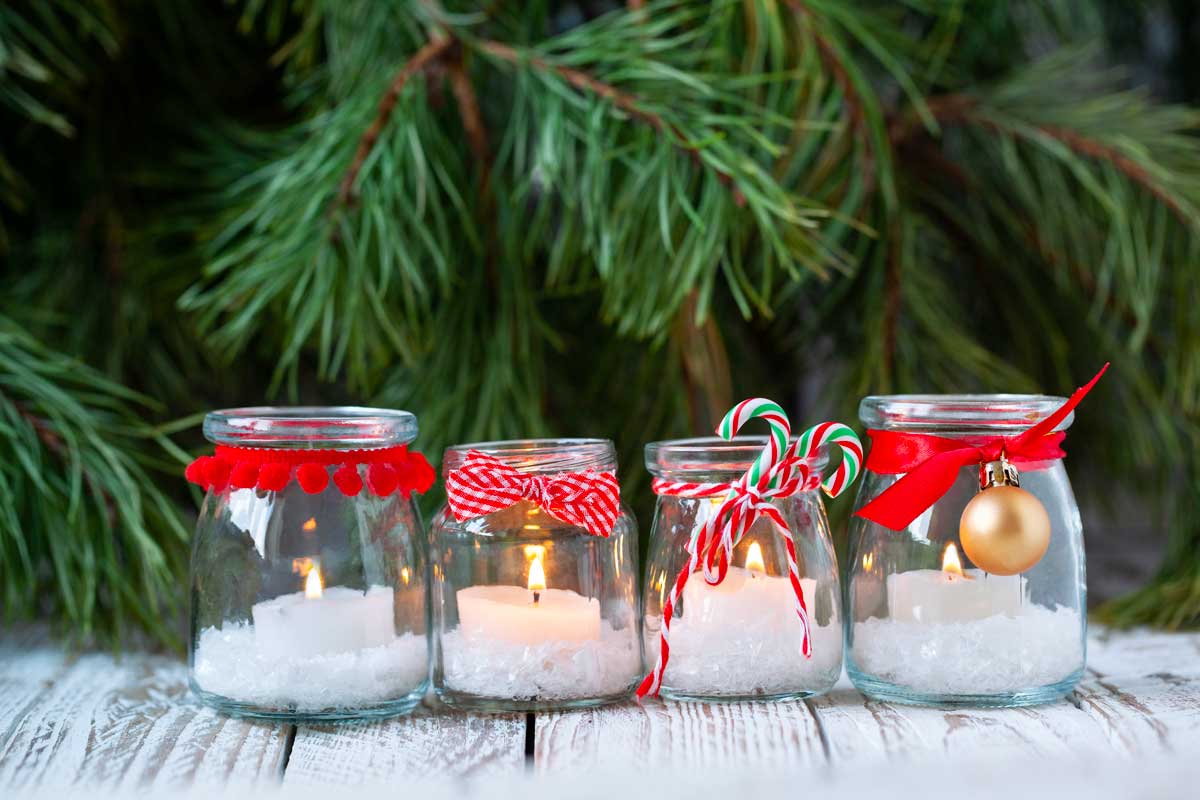 Christmas snowy jars