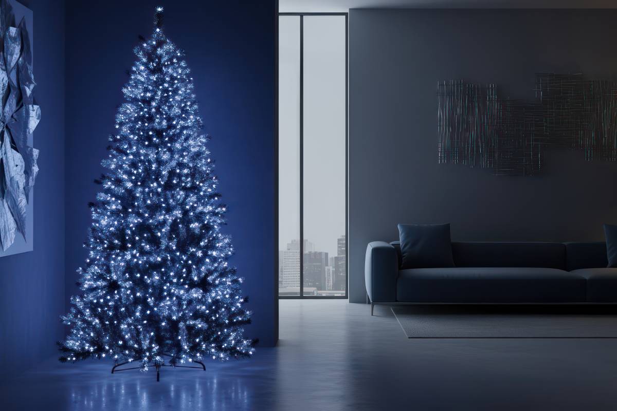 christmas tree with blue lights
