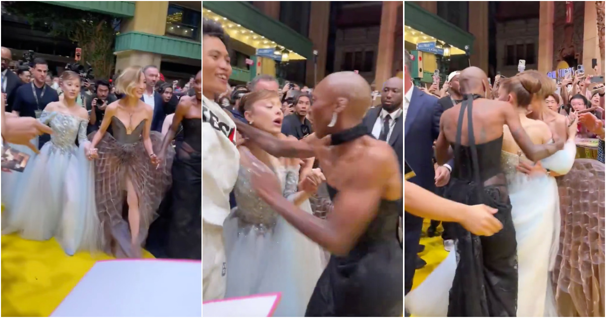 Influencer faces fine after storming the red carpet and grabbing Ariana Grande