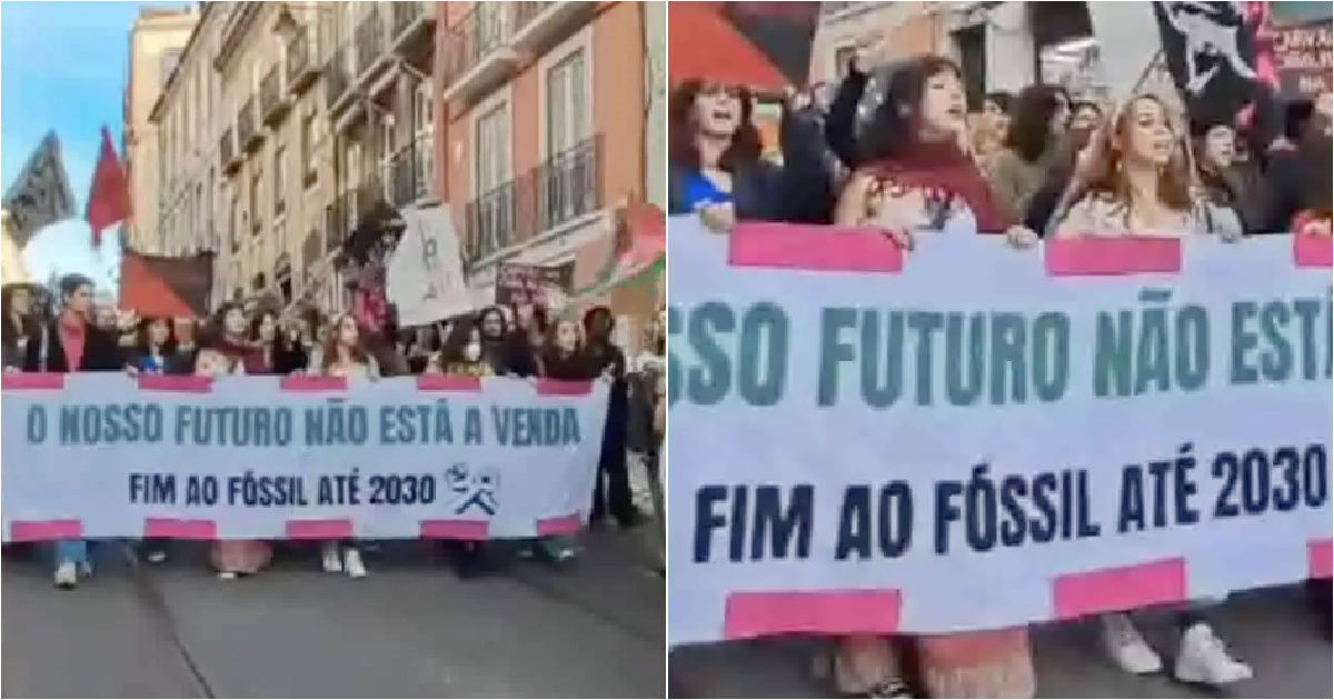 More than 200 people marched in Lisbon demanding an end to fossil fuels by 2030