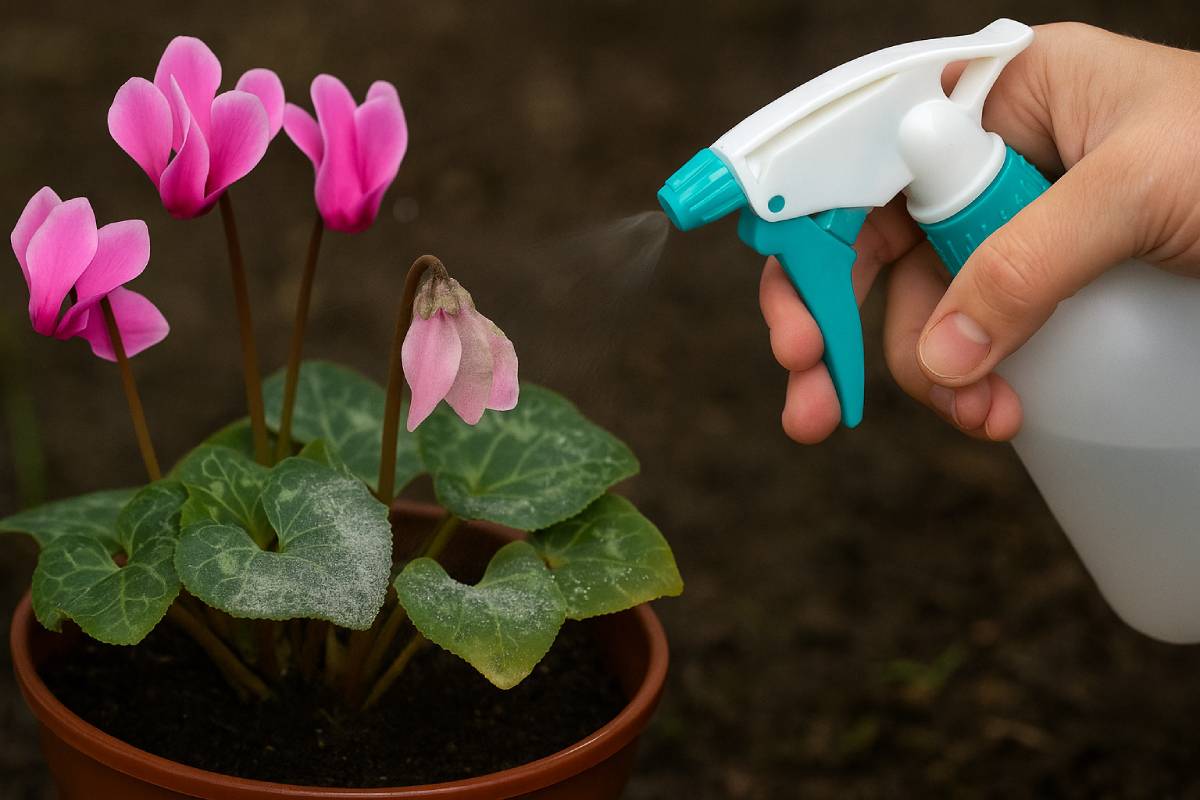 natural remedy with bicarbonate against mold on cyclamens