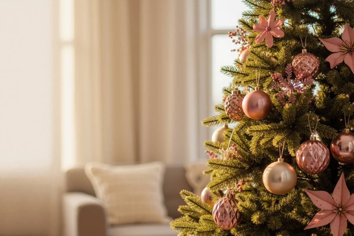 chic tree with pink flowers and balls