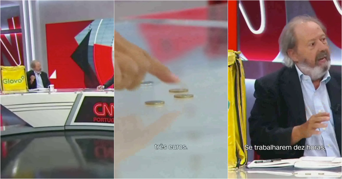 Pacheco Pereira took Glovo's suitcase to CNN Portugal in defense of couriers