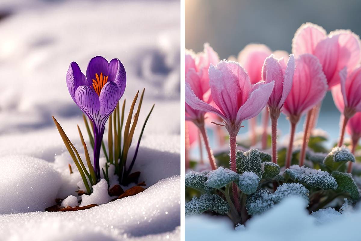 crocuses and cyclamens that resist the winter cold