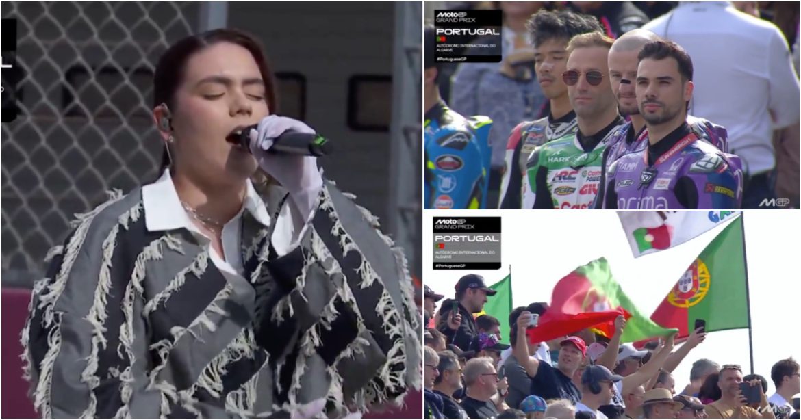 Portuguese representative at Eurovision sang the national anthem at MotoGP in Portimão
