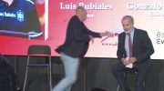 Rubiales is attacked with eggs by his own uncle during the presentation of his book