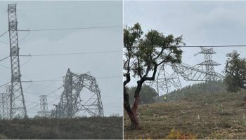 Tornado knocks down high voltage poles in the municipality of Nisa