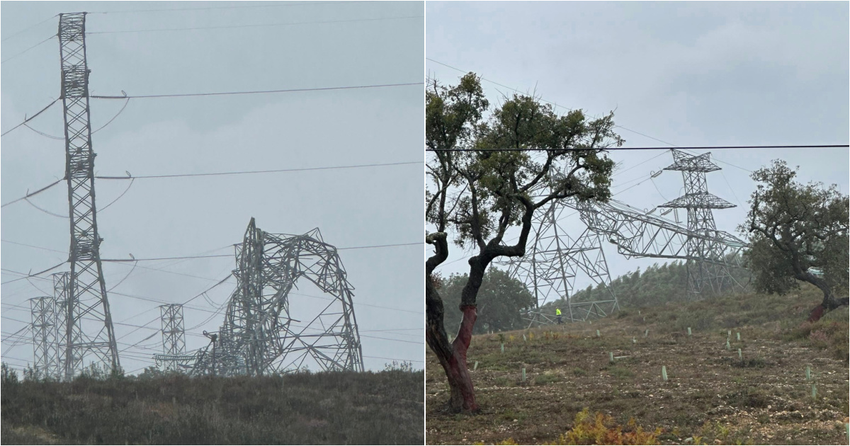 Tornado knocks down high voltage poles in the municipality of Nisa