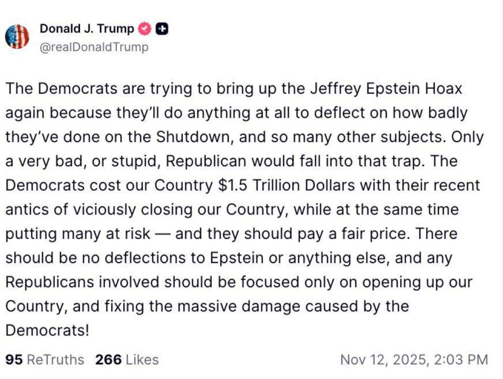 Attempt at "damage control" by Trump after the new revelations about Epstein