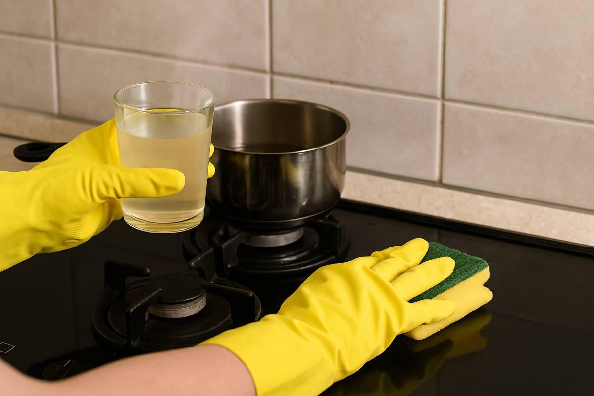 cleaning kitchen with hot vinegar