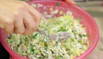 Juicy salad with leek and corn. The perfect addition to any dinner