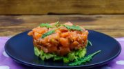 A delicious appetizer for Christmas or New Year's Eve. A simple recipe for salmon tartare