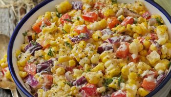 The best corn salad, taste like from Mexico. I will make it for New Year's Eve, the guests will eat it