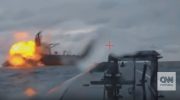 Images show Ukraine attack on Russian ghost fleet tanker in the Black Sea