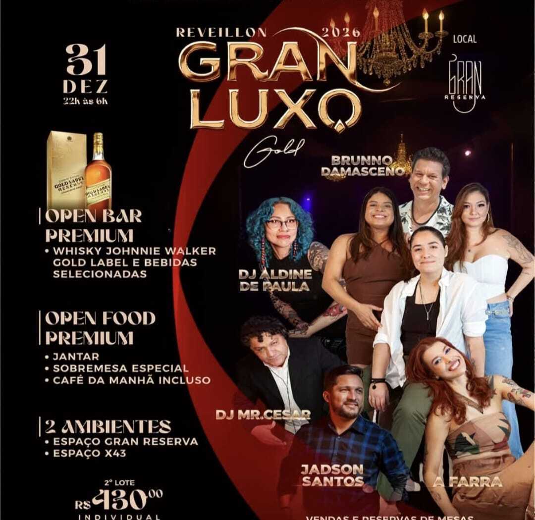 New Year's Eve Gran Luxo Gold 2026 will be held at Gran Reserva with an open bar and two environments