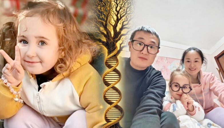 Guojiang is blonde, blue-eyed and the daughter of Chinese parents. The family solved the mystery