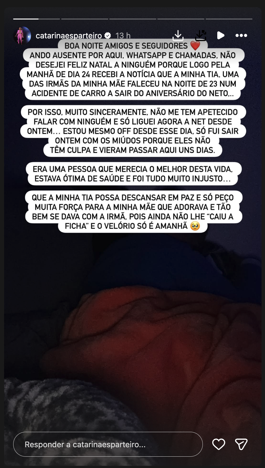 “It was all very unfair.” Catarina Esparteiro mourns her aunt's unexpected death