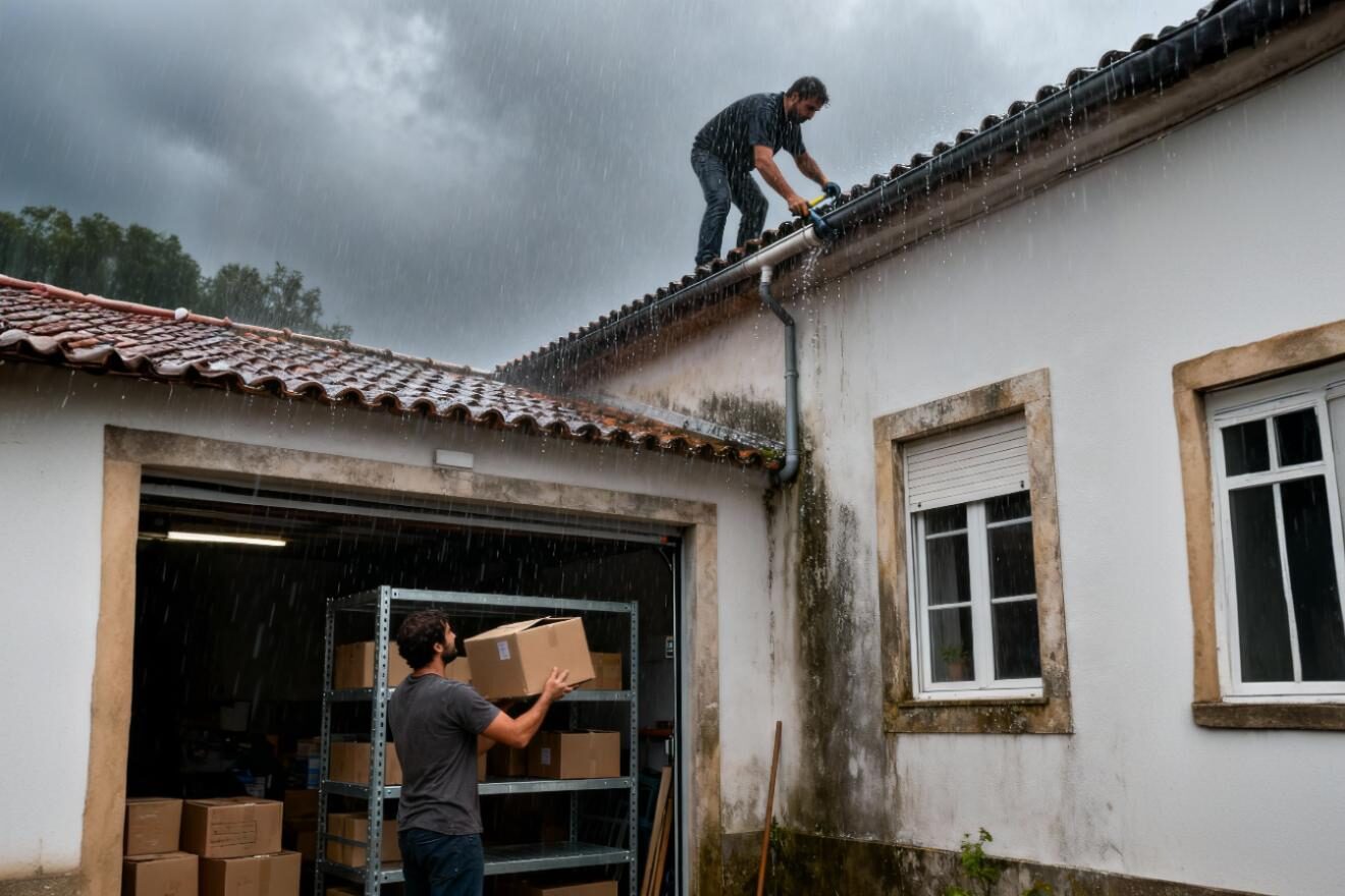 Limpeza de caleiras. Crédito: Freepik AI