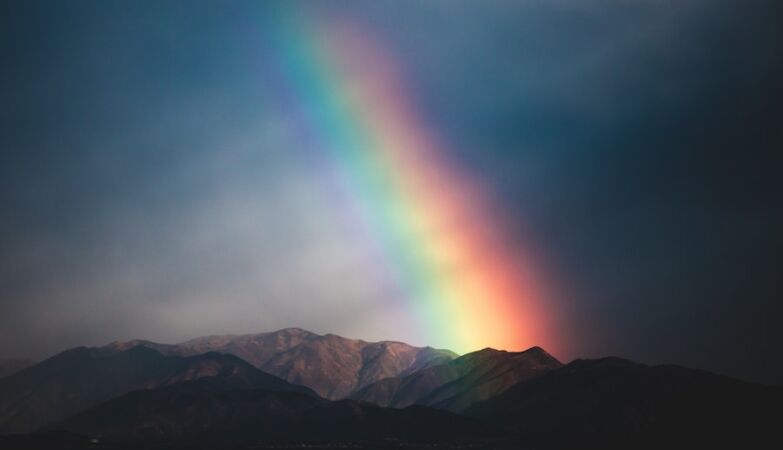 A rainbow over the mountain