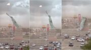 Strong wind knocks down replica of the Statue of Liberty in Brazil