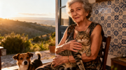 Idosa com animais de estimação. Crédito: Freepik AI