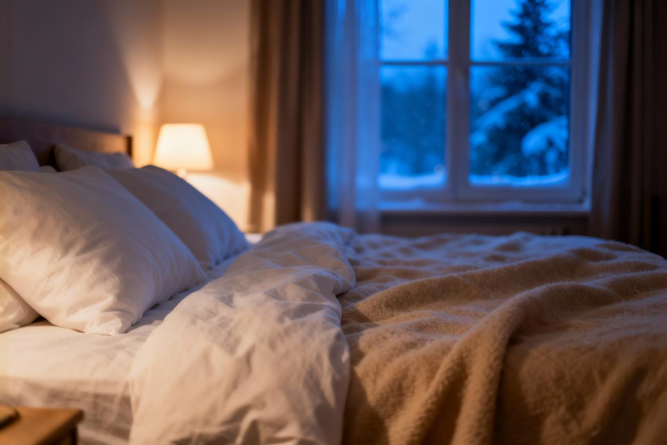 Quarto em dia de inverno. Crédito: Freepik AI