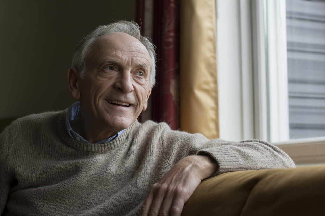 Idoso com expressão feliz. Crédito: Freepik AI