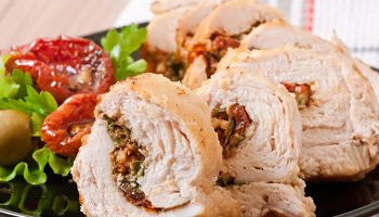 Delicious Twelfth Night dinner. Poultry rolls with aromatic filling