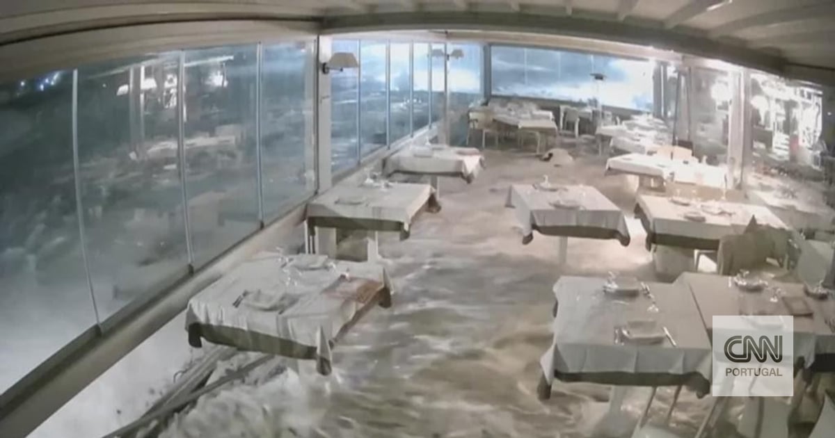 Storm shows the strength of the sea in a Sicilian restaurant