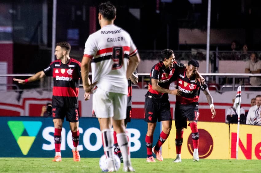 SAO PAULO (SP), 28.01.2026 - BRASILEIRAO SERIE A: SAO PAULO x FLAMENGO - Gonzalo Plata of Flamengo, celebrates his goal during a match against Sao Paulo, valid for the Brasileirao Serie A dispute, held at Morumbis, in Sao Paulo, this Wednesday, 28. Renan Melo/MyPhoto Press/Gazeta Press