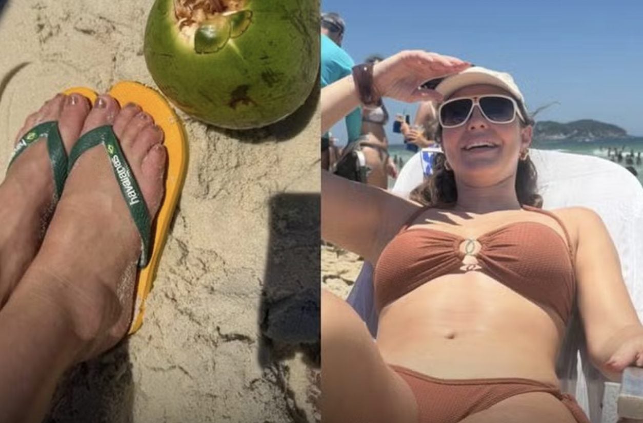 Paolla Oliveira enjoys 'feet in the sand' on the beach in Rio, after breaking up with Diogo Nogueira
