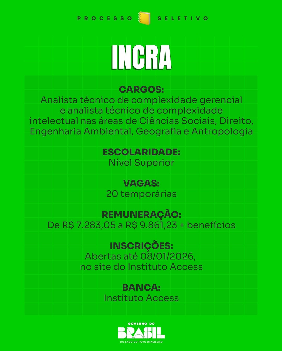 Government opens selection processes with vacancies for various bodies; see how to sign up