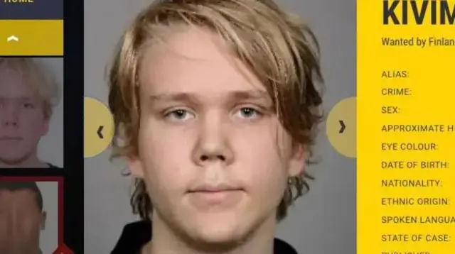 A mugshot of Julius Kivimäki. He is expressionless as he looks at the camera. He has blonde hair that falls to the left side of his face.