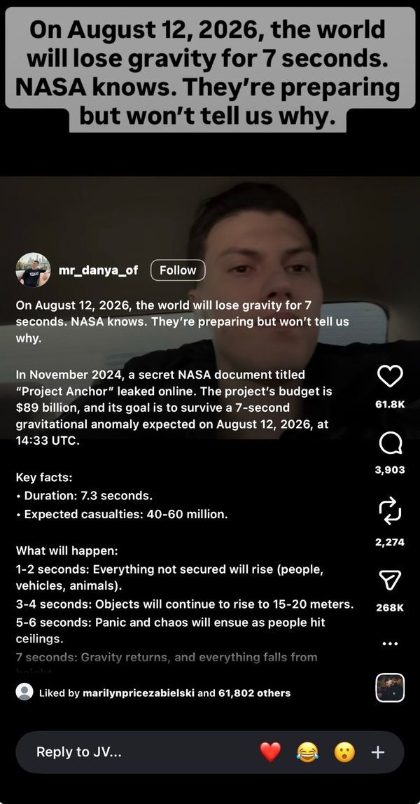 No, the Earth will not lose gravity at 2:33 pm on August 12