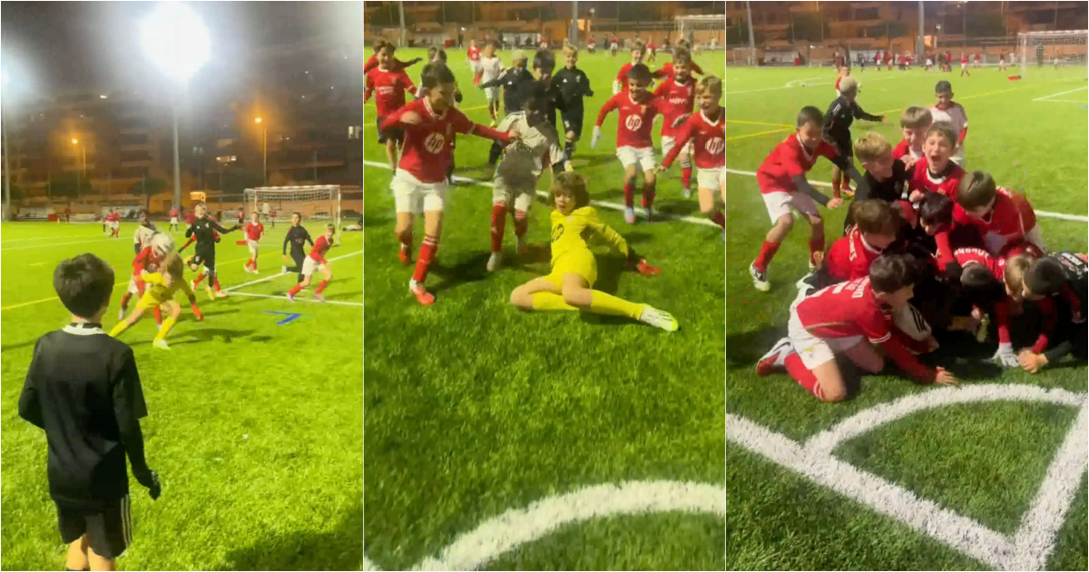Benfica school children imitate Trubin's historic goal against Real Madrid