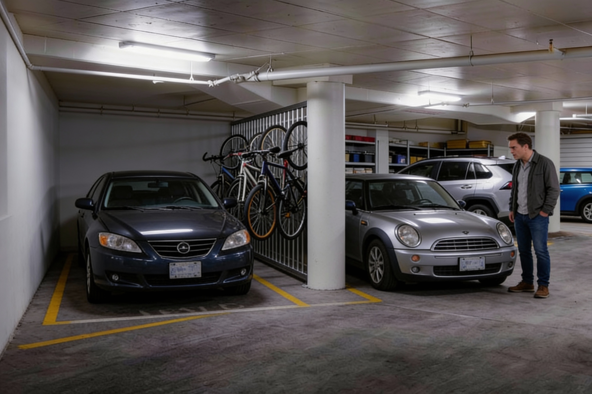 Suporte para bicicletas a ocupar lugar de garagem. Crédito: Freepik AI