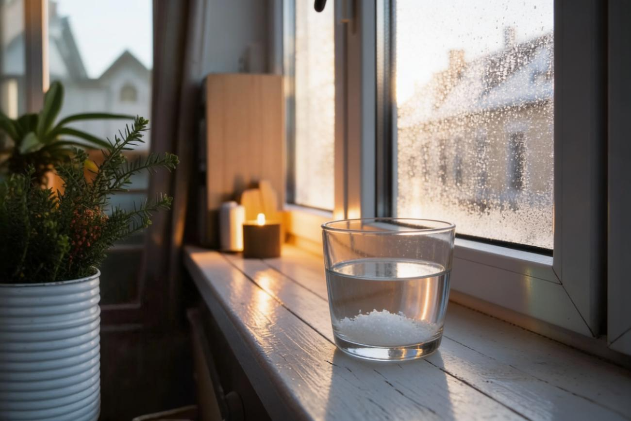 Taça com água e sal junto a uma janela. Crédito: Freepik AI