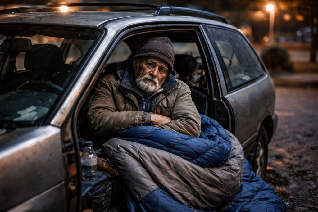 Homem idoso no carro. Crédito: Foto AI