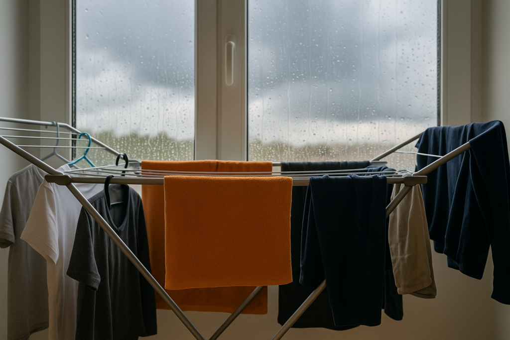Secar roupa no estendal. Crédito: Foto AI.