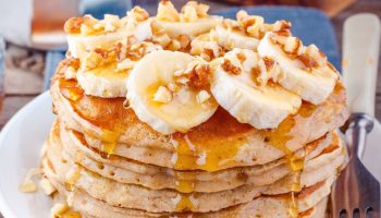 They smell like banana bread and you can make them in 15 minutes. Soft pancakes are a hit