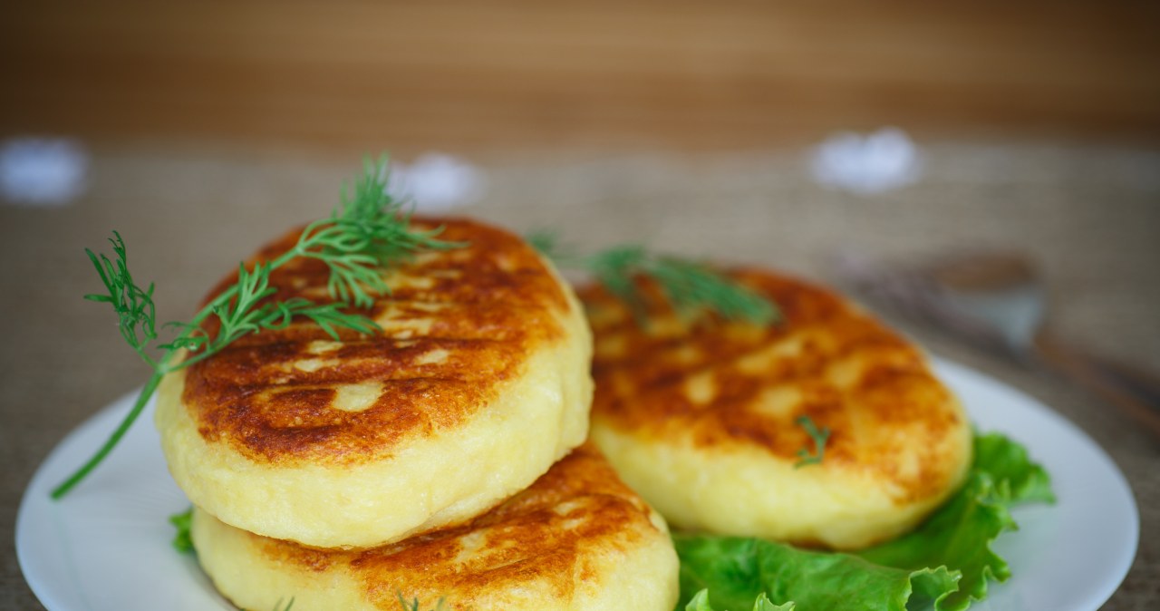 Delicious pancakes made of boiled potatoes. The secret is the stringy cheese
